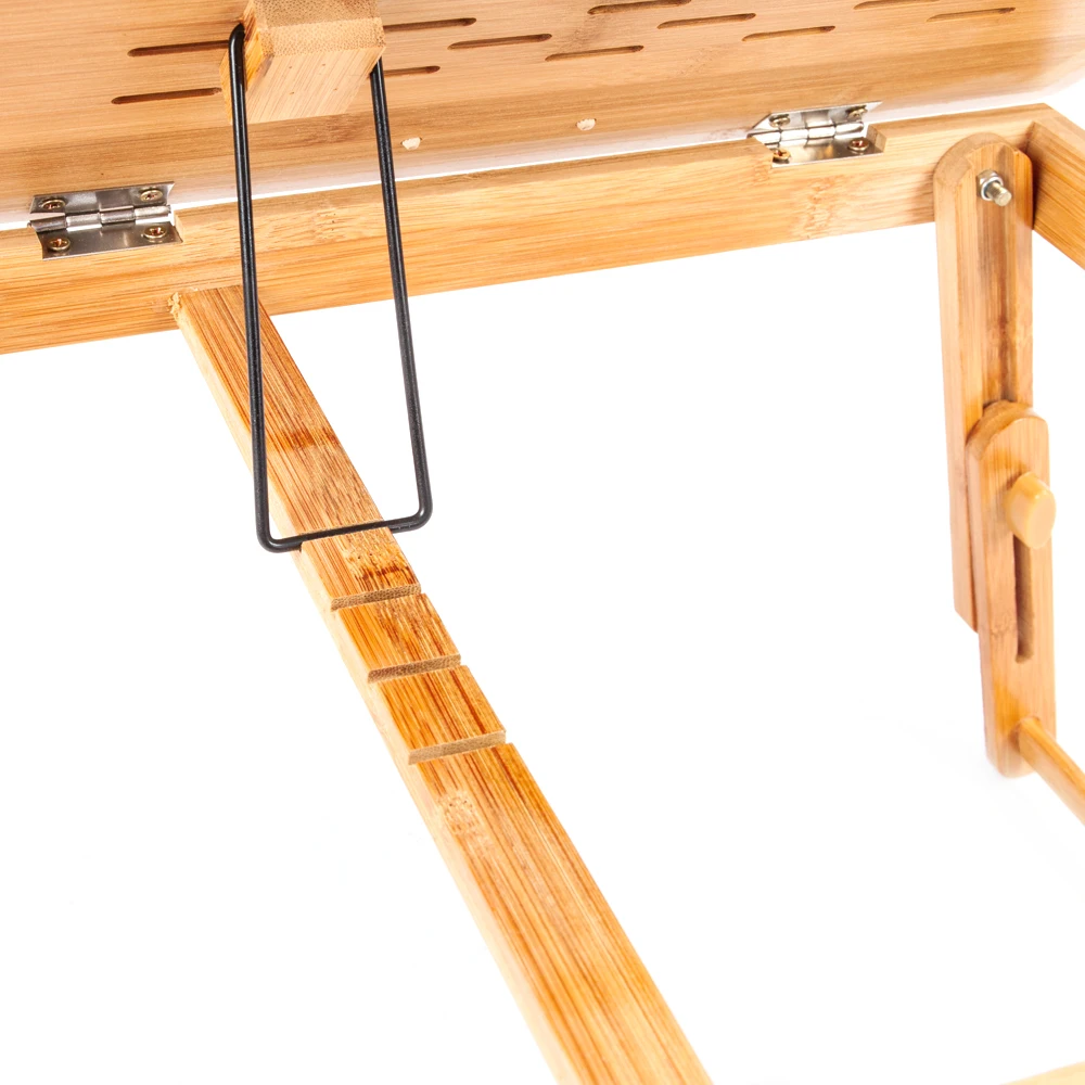 53cm Smooth Adjustable Computer Desk with Cup Stand Wood Color