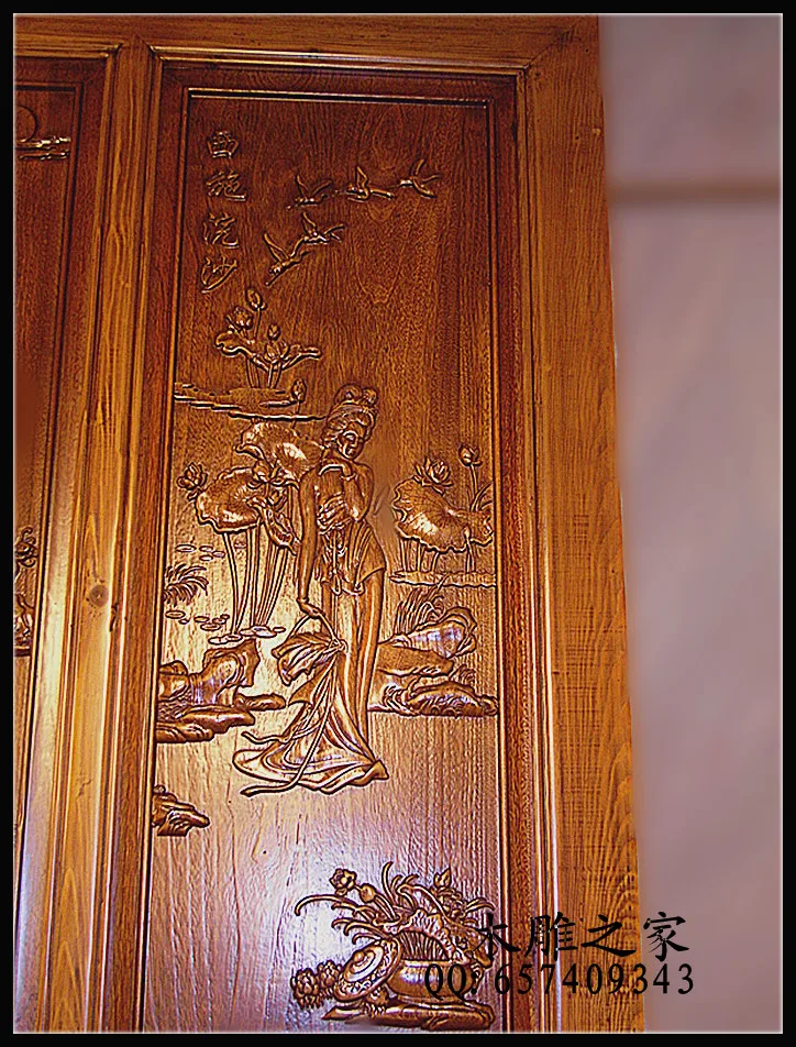 Dongyang woodcarving carved customized four beautiful antique long crafts pendants hanging off the entrance doors and windows