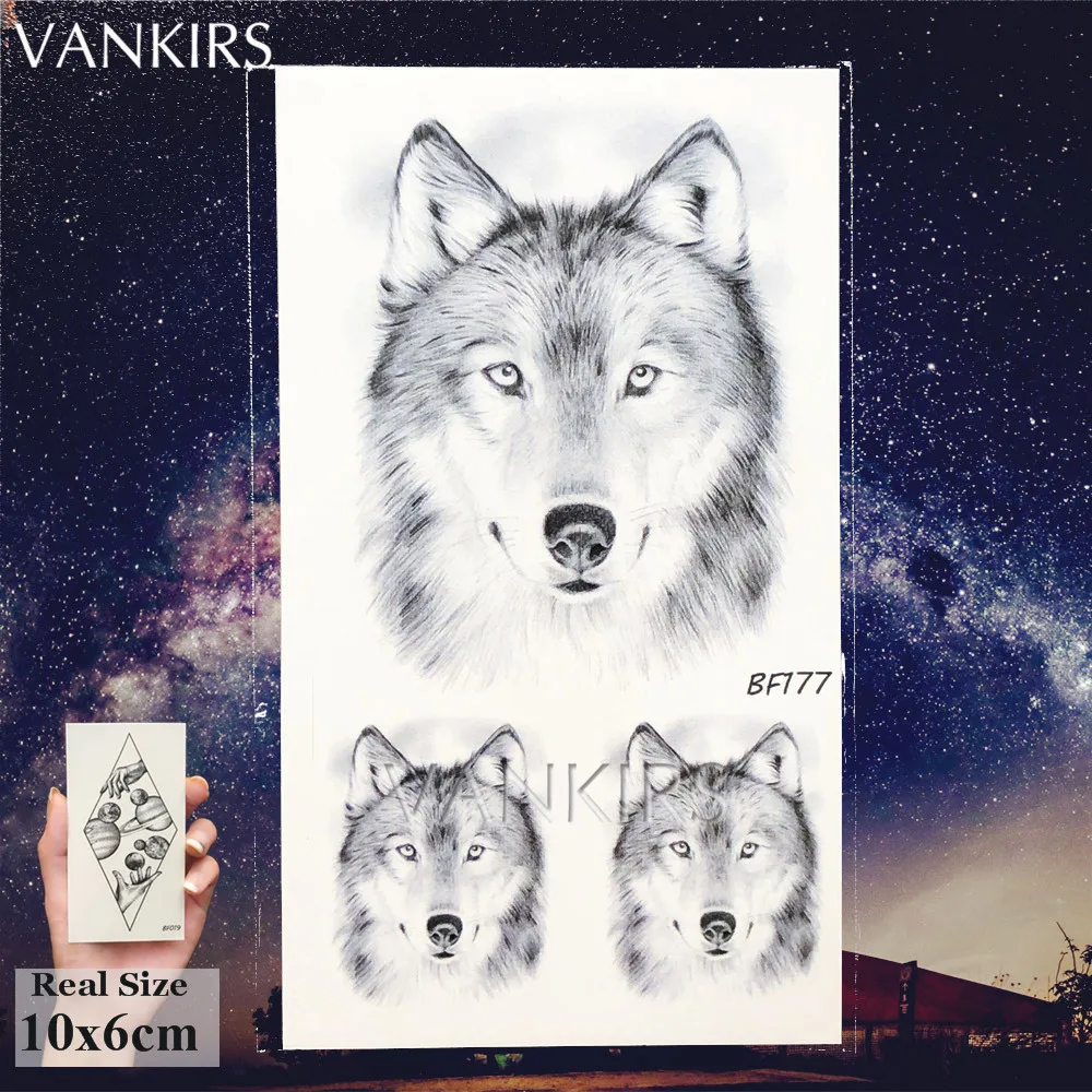 Women Body Art Temporary Tattoo Stickers Arm Pencil Sketch Wolf Waterproof Tatoos Fox Men Hands Fake Tribal Tattoo Party Makeup