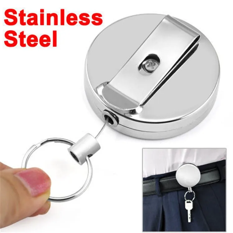 

300X Metal Delicate And Durable Retractable Pull Chain Reel ID Card Badge Holder Reel Recoil Belt Clip