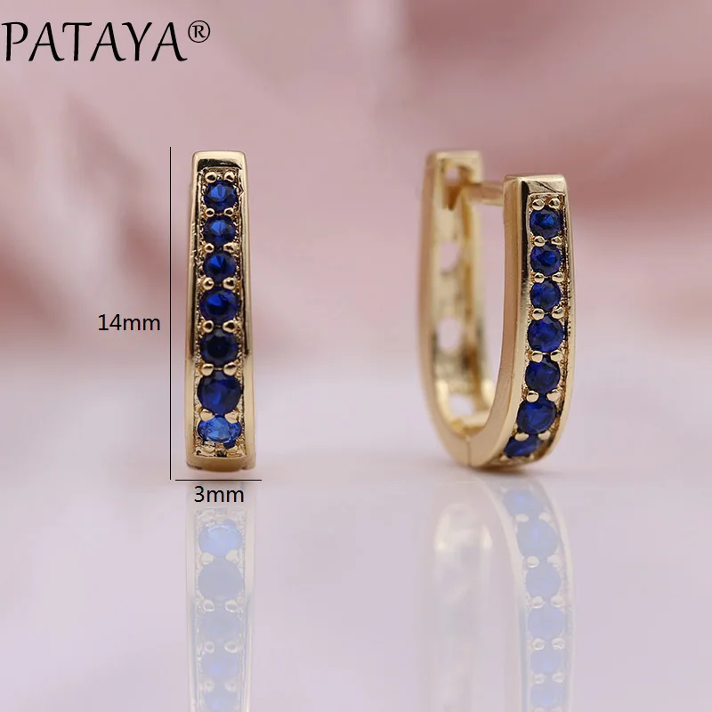 PATAYA New Fashion Cute Girl Earring 585 Rose Gold Color Natural Zircon Gold Star Stone Drop Earrings Women Wedding Fine Jewelry