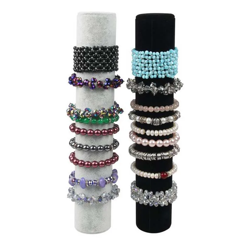 Hot Selling Black Gray Rose Red Velvet Bracelet Display Holder Jewelry Receiving for Bracelets Bangle Organizer Shelf Rack Stand