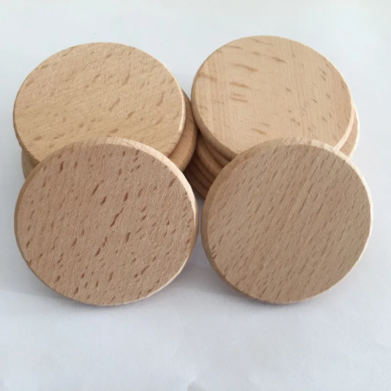 50 pcs Unvarnished Beech Wood Blank Disc Chip Baby Teething DIY Wood Craft 50mm