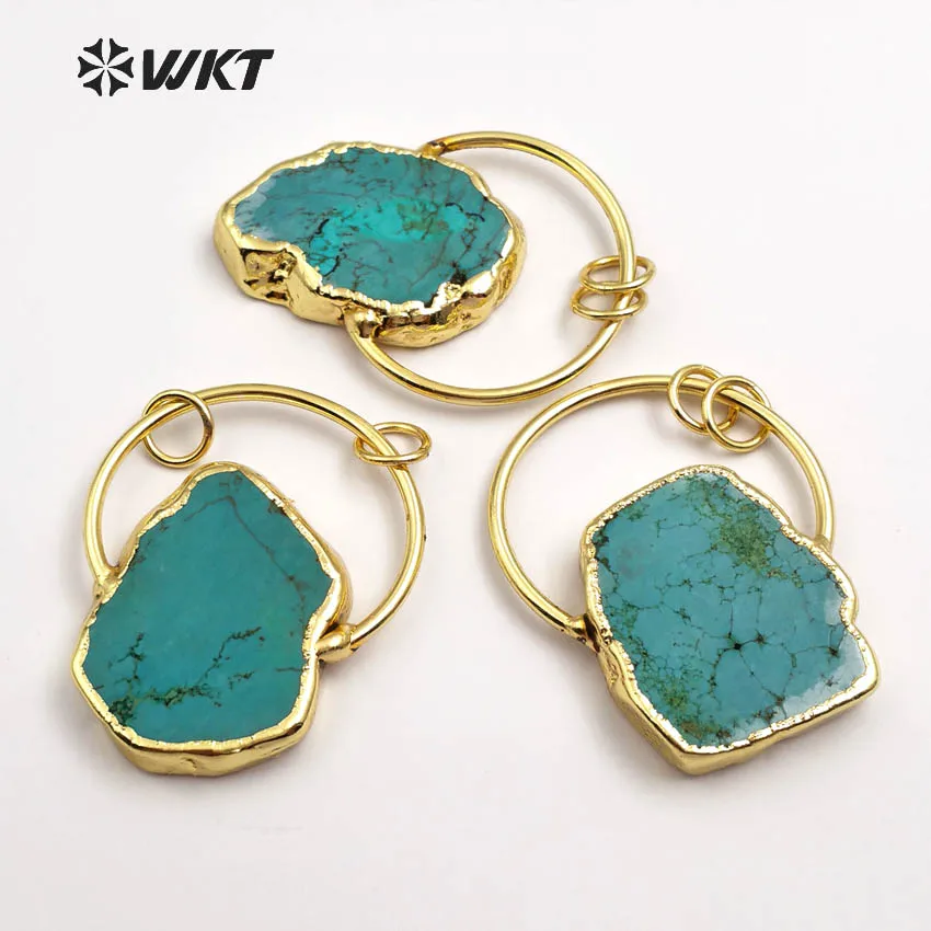 WT-P1372 Wholesale Custom Natural Turquoise Pendant With Cute Unique Pendant For Lady Decorate Jewerly