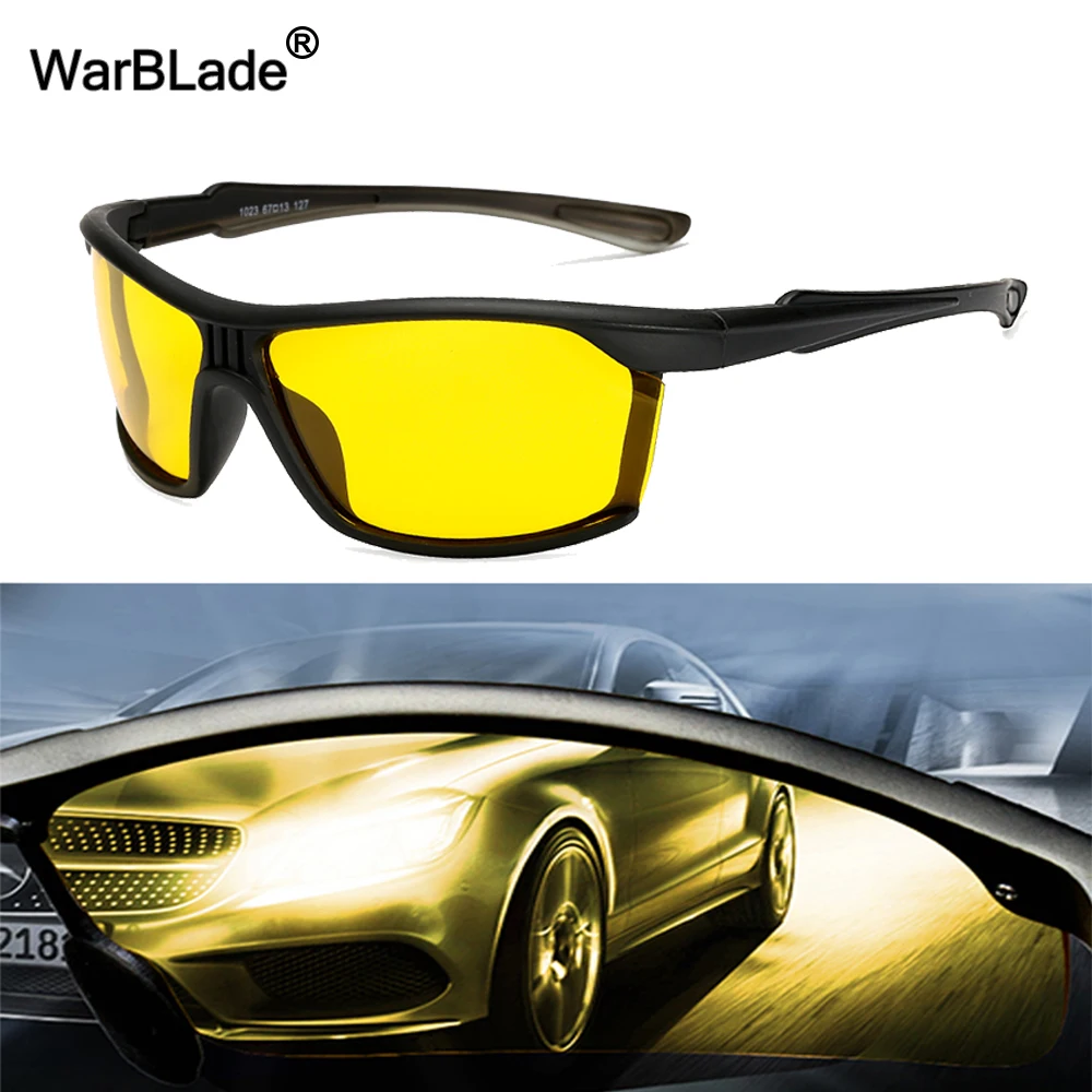 Mens Polarized Night Driving Sunglasses Women Yellow Lense Night Vision Driving Glasses Goggles Reduce Glare 1023 WarBLade