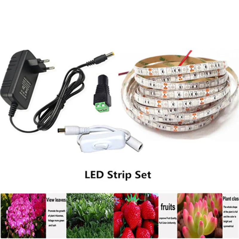 

5 M LED Phyto Lamps Full Spectrum LED Strip Light 5050 Chip LED Grow Lights Red+Blue 3:1 4:1 5:1 For Greenhouse Hydroponic plant