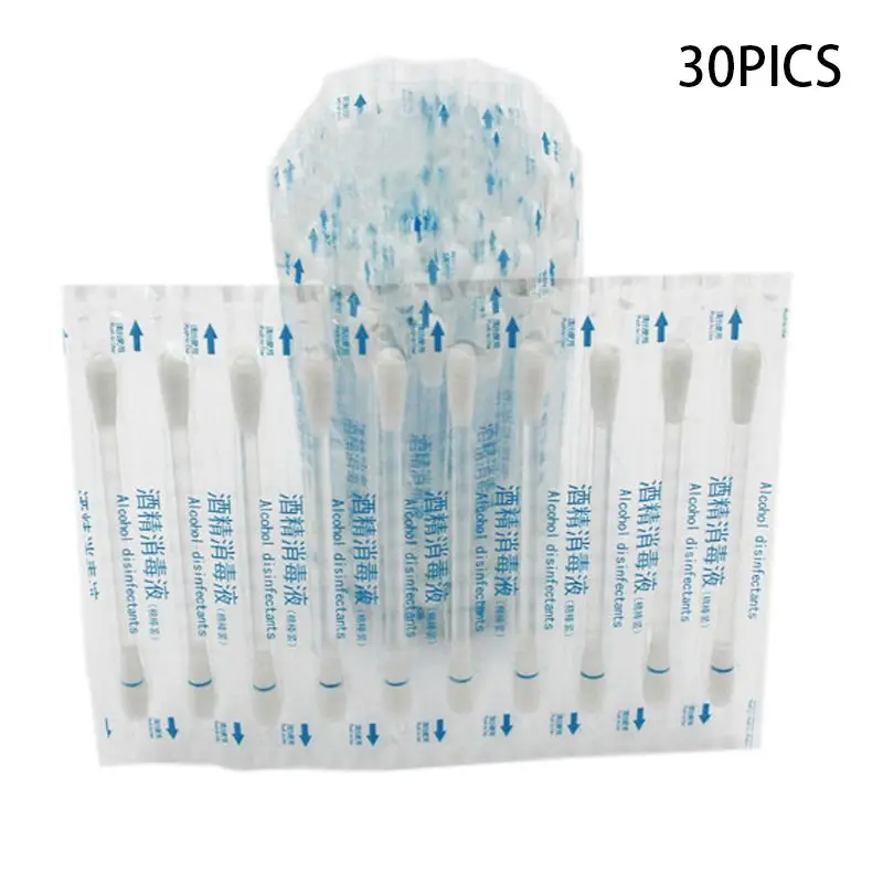 Palito médico desechable, hisopo algodón desinfectado, cuidado emergencia sanitario, 30 unids/set/juego, 19QE