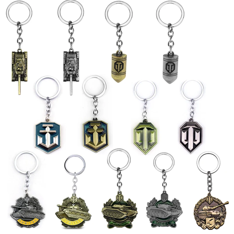 Game WOT World Of Tanks Keychain Men Vintage Tank Car Key Chain Bag Charm Key Ring Male Souvenir Gift Jewelry Trinket Jewelry