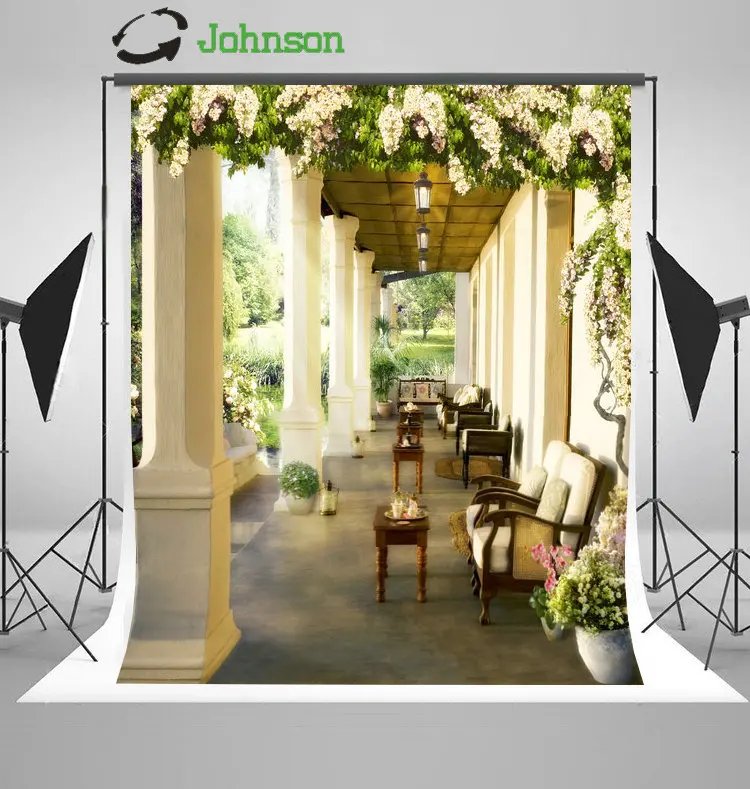 

Flower Leaves Column Outdoor Patio Background polyester or Vinyl cloth High quality Computer print wedding backdrop