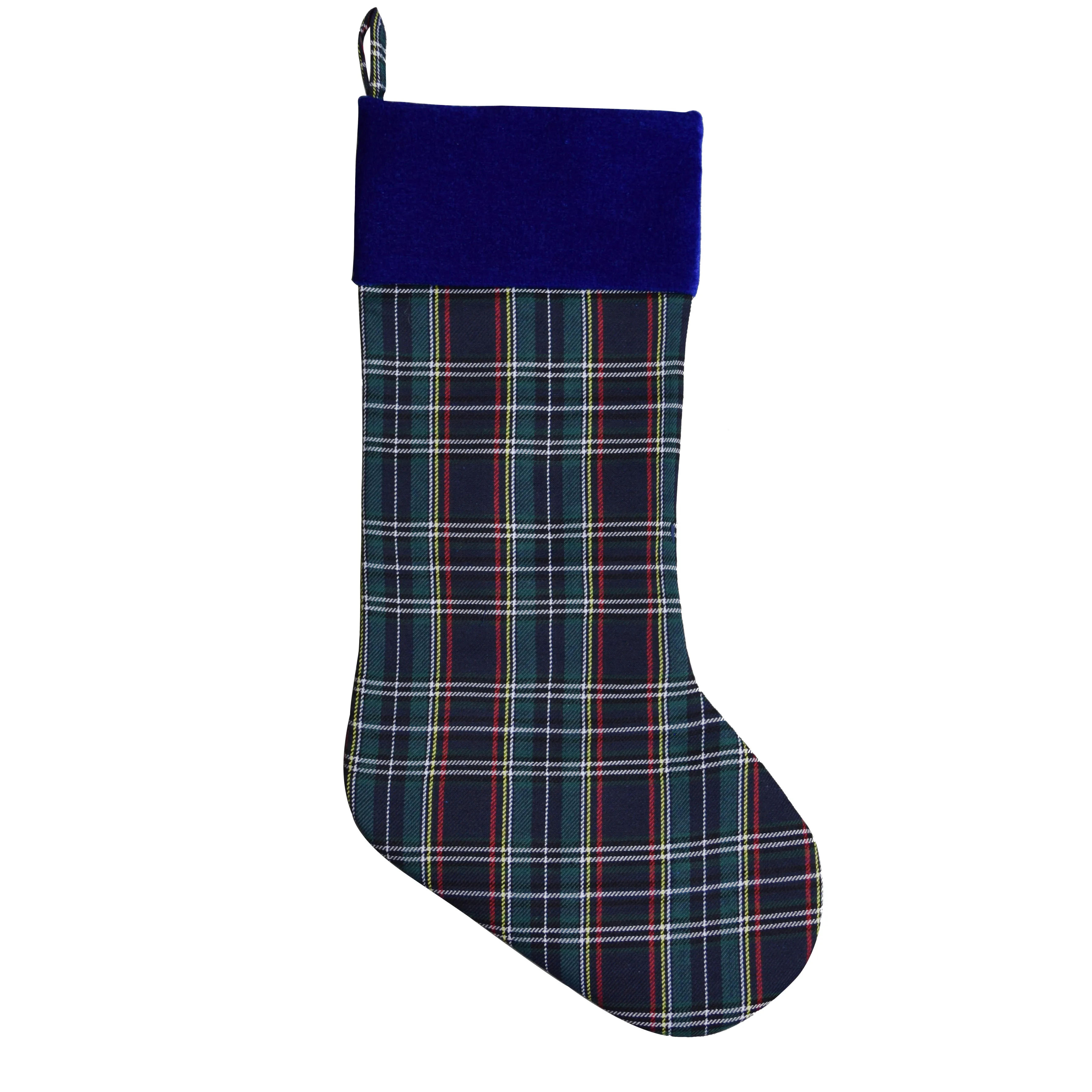 Free shipping Plaid body with velvet cuff Christmas Stocking Christmas tree Decoration P2198