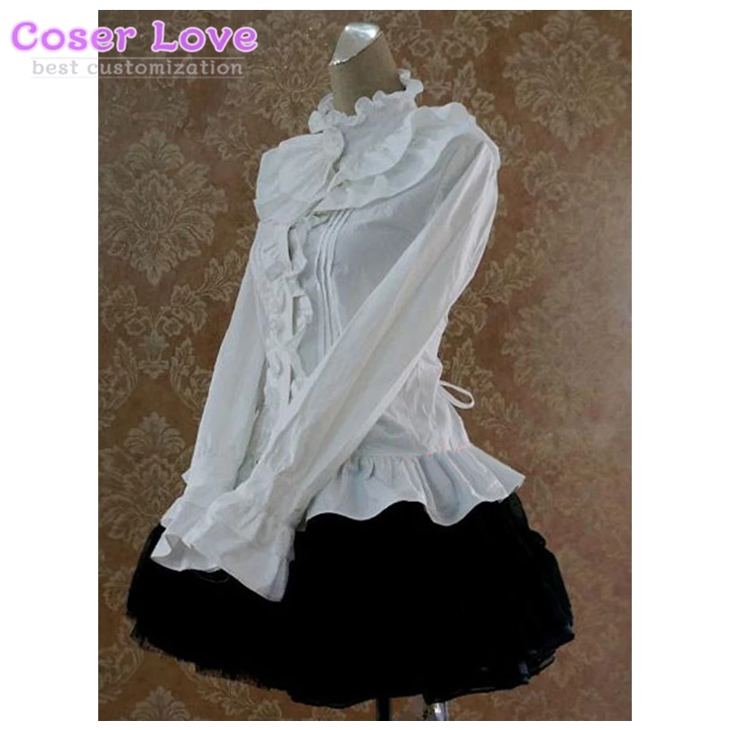 Sweet Cotton Lolita Blouse Long Sleeves Ruffles Stand Collar shirt