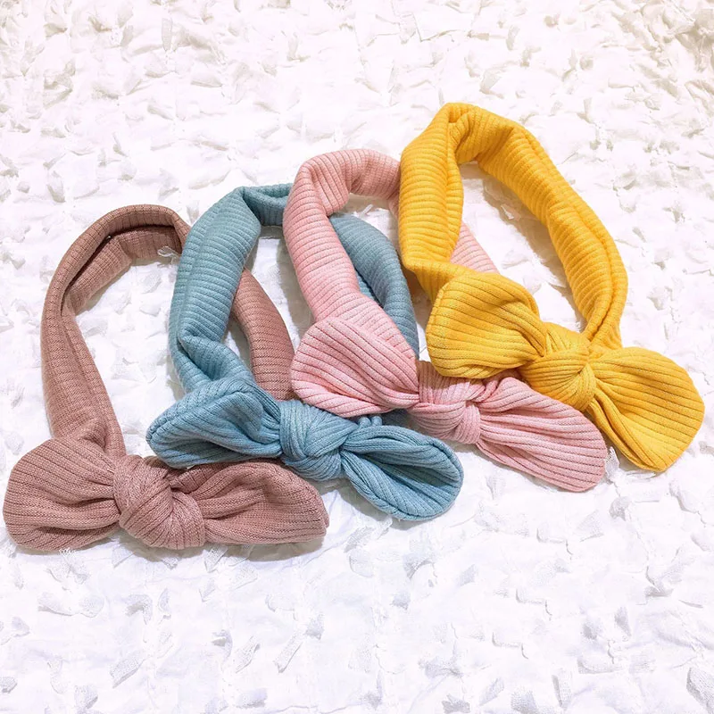 Baby Girl Headband Knitted Newborn Headbands Bow Infant Soft Turban Toddler Winter Warmer Hair Accessories Kids  Bandage Fashion