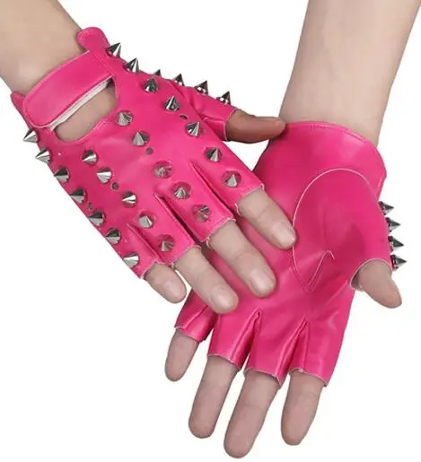 Children\'s punk rivet faux leather glove kids DS dancing Rock and roll jazz rivet glove R388