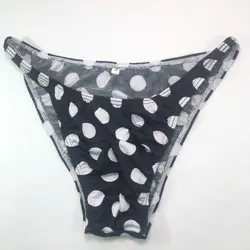 Mens String Bikini G3774 Narrow Waist Black white Dots Polyester jersey