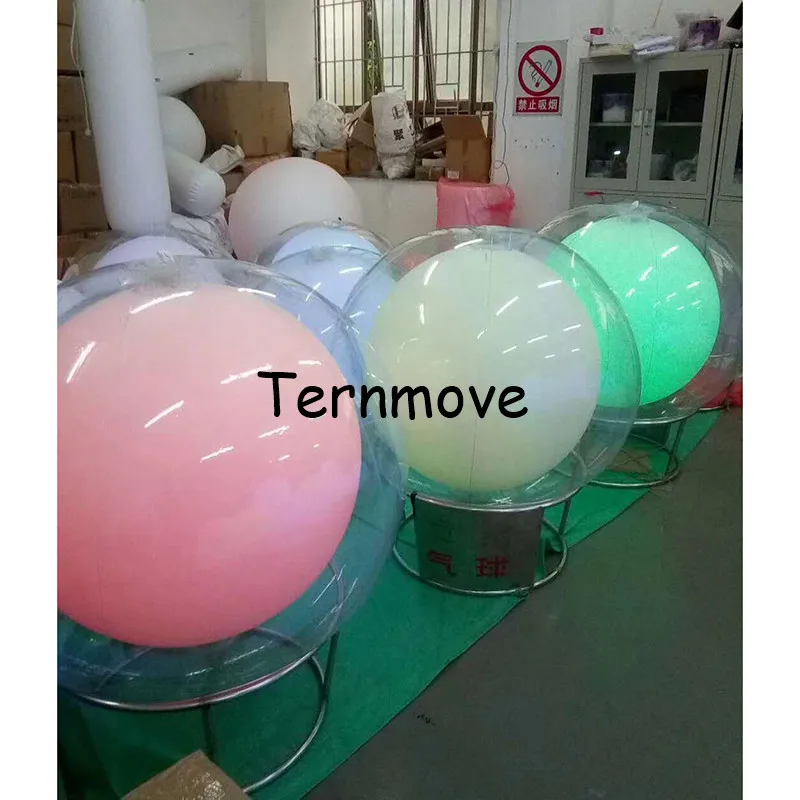 Divertido globo inflable de doble capa, luz LED táctil que cambia de Color, pelota de playa, globo que brilla, decoración del banquete de boda