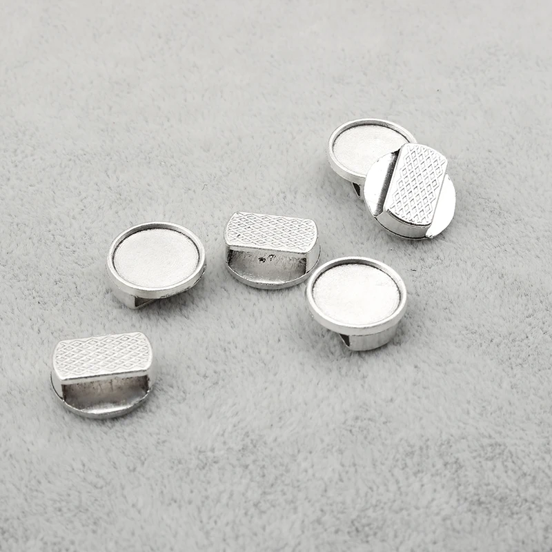 20pcs tibetan silver flat leather slider beads blank 12mm cabochon setting diy bracelets making supplies hole 10x2.5mm