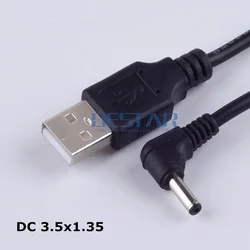 Black DC power plug USB convert to 3.5*1.35mm/DC 35135 L Shape Jack 3.5 mm x 1.35 mm 3.5x1.35mm right angle charging cable 1m