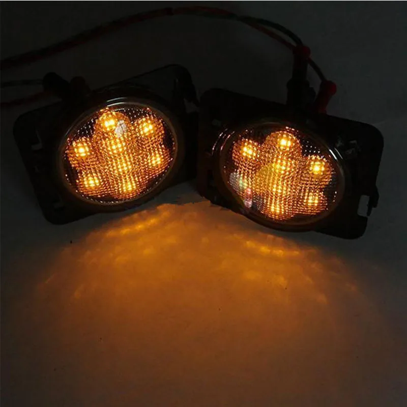 2Pcs 8 LED SMD Light Front Fender Flares Turn Signal Light For Jeep Wrangler JK 07-15 LED Side Marker Parking Lamp