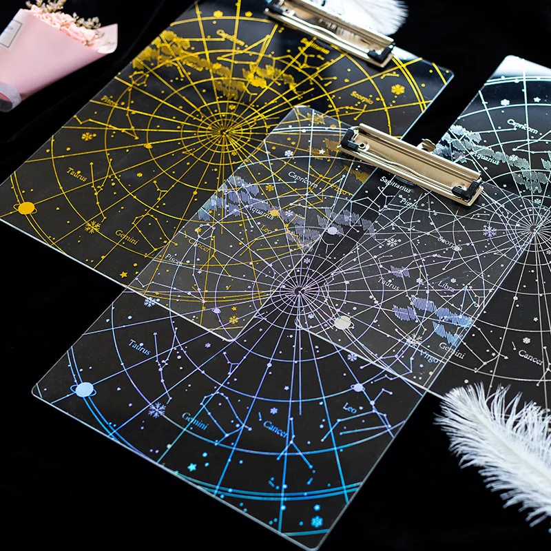 

MIRUI Creative Student Laser Starry Sky A4 Clipboard Acrylic File Folder Writing Pads Stationery Gifts School Office Supplies