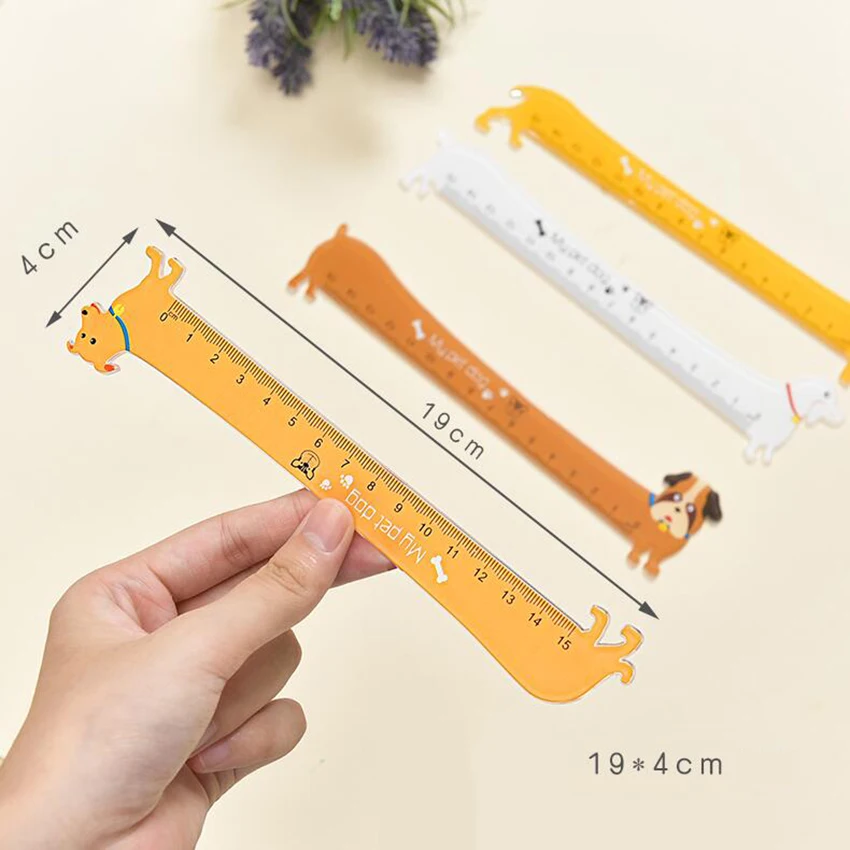 1pc Kawaii Long Dog design 15cm plastic straight ruler cute students\' DIY tools prize Good quality Global Wholesale