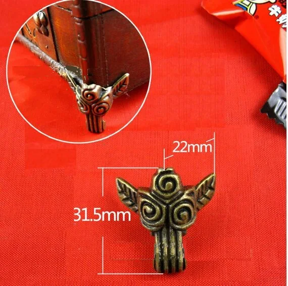 

20pcs/lot Rose Foot Furniture Hardware Antique Corner wooden box Foot furniture pads alloy foot four sides decorative foot