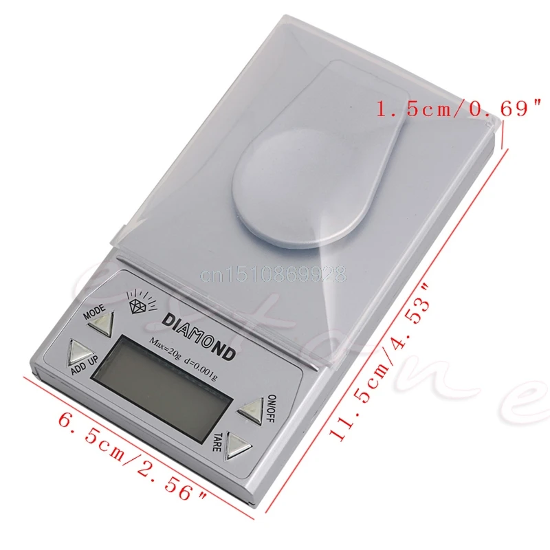 Digital Lab Scale 20g 0.001g LCD Display Digital Jewelry Scale for w/ Clear Protective Cover Weight Gram Balance for Her