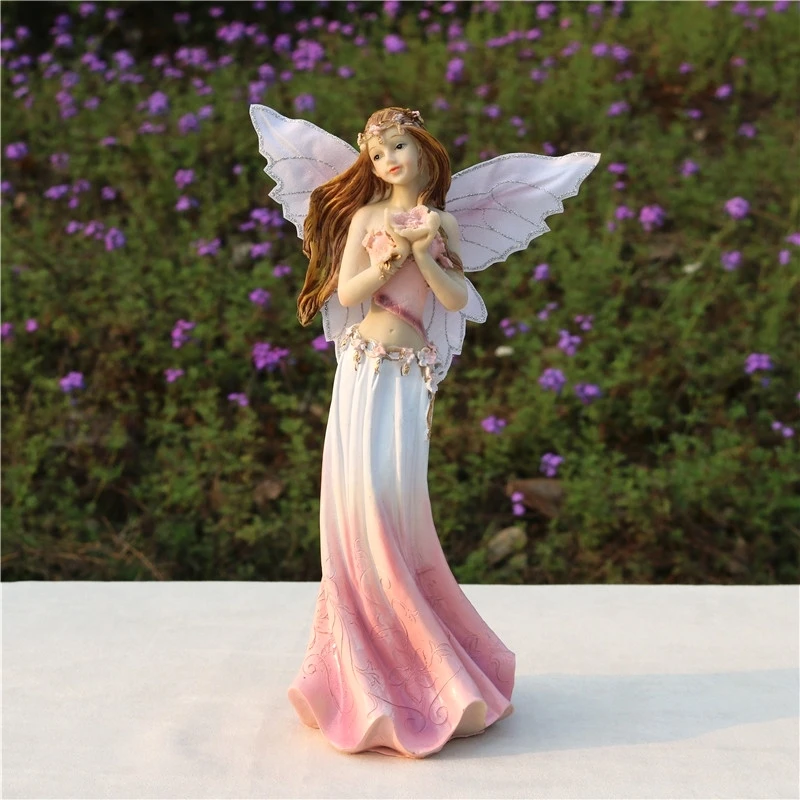 Charming Flower Fairy Figure Resin Belle Fay Miniature Home Countertop Girl Decor Art and Craft Ornament Accessories Furnishing