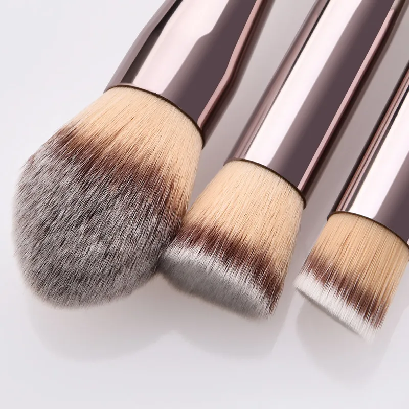 9/14 pièces Champagne pinceaux de maquillage ensemble pour femmes fond de teint poudre Blush fard à paupières mélange pinceaux de maquillage beauté outils cosmétiques