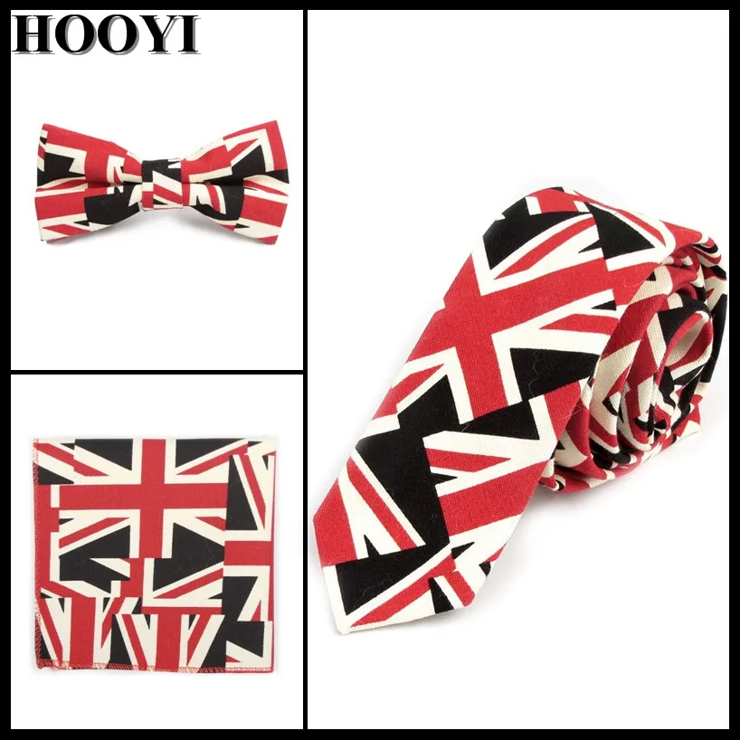 Fashion Cotton Slim Tie Set Bowtie Pocket Handkerchief Letter Mens Ties for Men accessories Floral Butterfly Gravata Gift