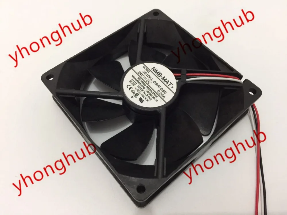 

NMB-MAT 3610KL-05W-B59 F25 DC 24V 0.20A 92x92x25mm 3-Wire Server Cooling Fan