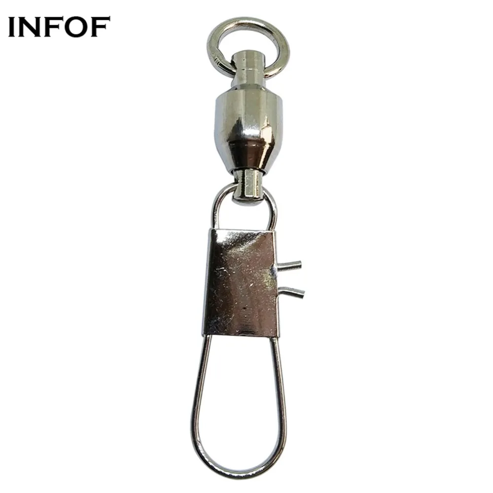 

INFOF 50pieces/lot Fishing Swivels Ball Bearing Swivel with Interlock Snap Fishing Clip Hook Link Bass Fishing Tackle