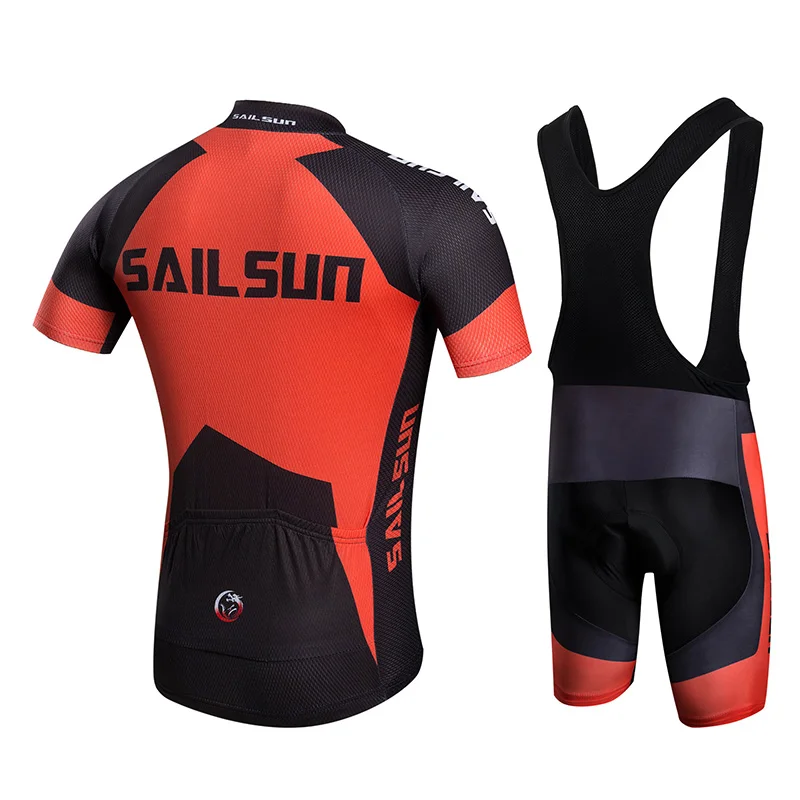 HOT SAIL SUN Red Men bike Jersey or Cycling Bib Shorts Pro MTB Clothing Black Summer Male team ropa  Bicycle Top wear Quick Dry