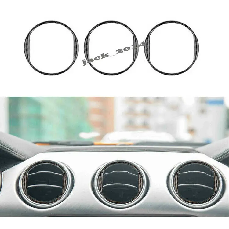 

Real Carbon Fiber Air Vent Outlet Ring Bezel Cover for 2015-2016 Mustang Ford GT V6