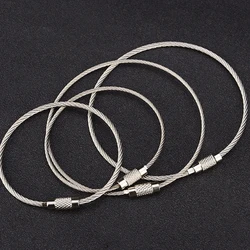 10PCS Stainless Steel Wire Keychain Wire Rope key Chain Carabiner Cable Key Ring Keyring for Outdoor Hiking J228