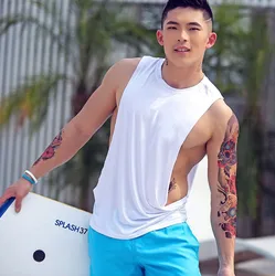 Free Shipping Men's Vest  Sleeveless  Sexy Split   Breathable Sportswear Private Customized BOYTHOR