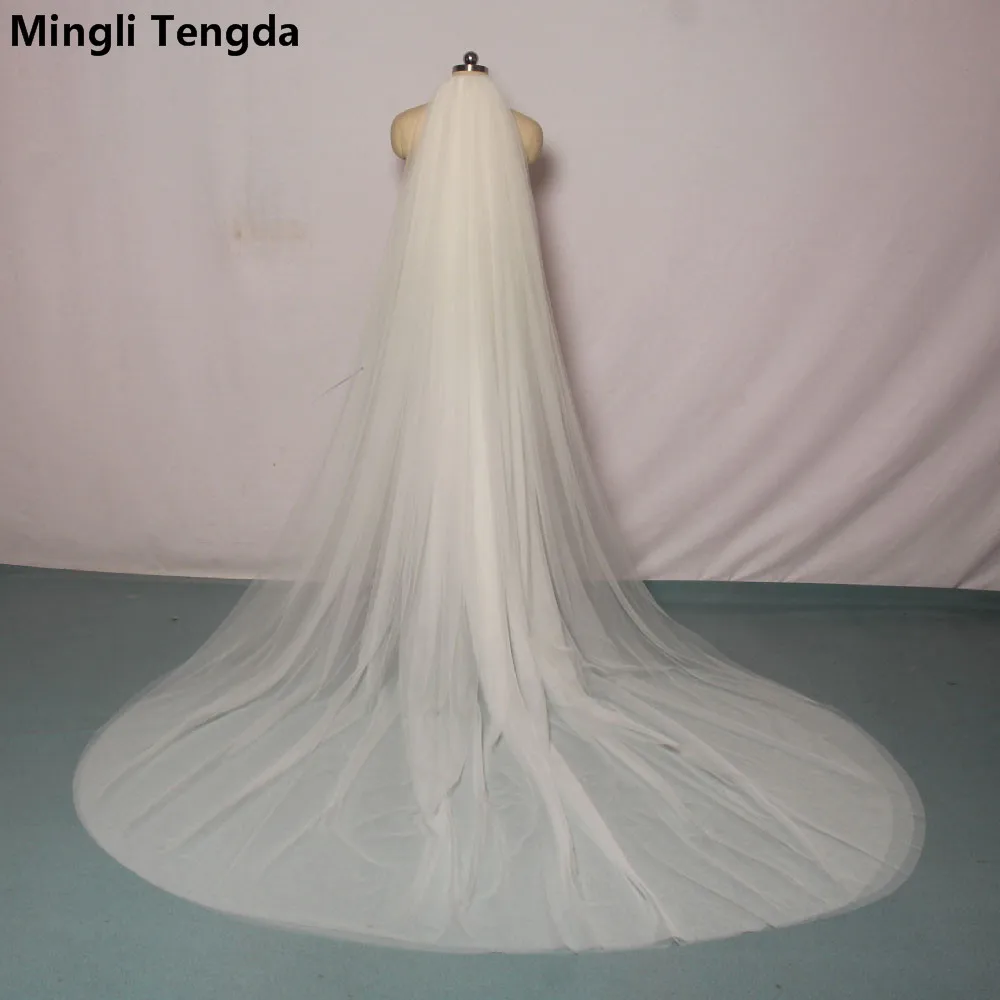 Mingli Tengda Ivory/White Bridal Veil Cut Edge 3 Layers 3 M Long Red Wedding Veil Elegant Lady Black Cathedral Veil Meatl Comb