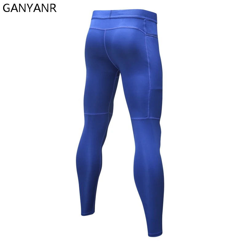 GANYANR Running Tights Men Basketball Sports Skins Leggings Fitness Gym Compression Pants Bodybuilding Training Jogging Football