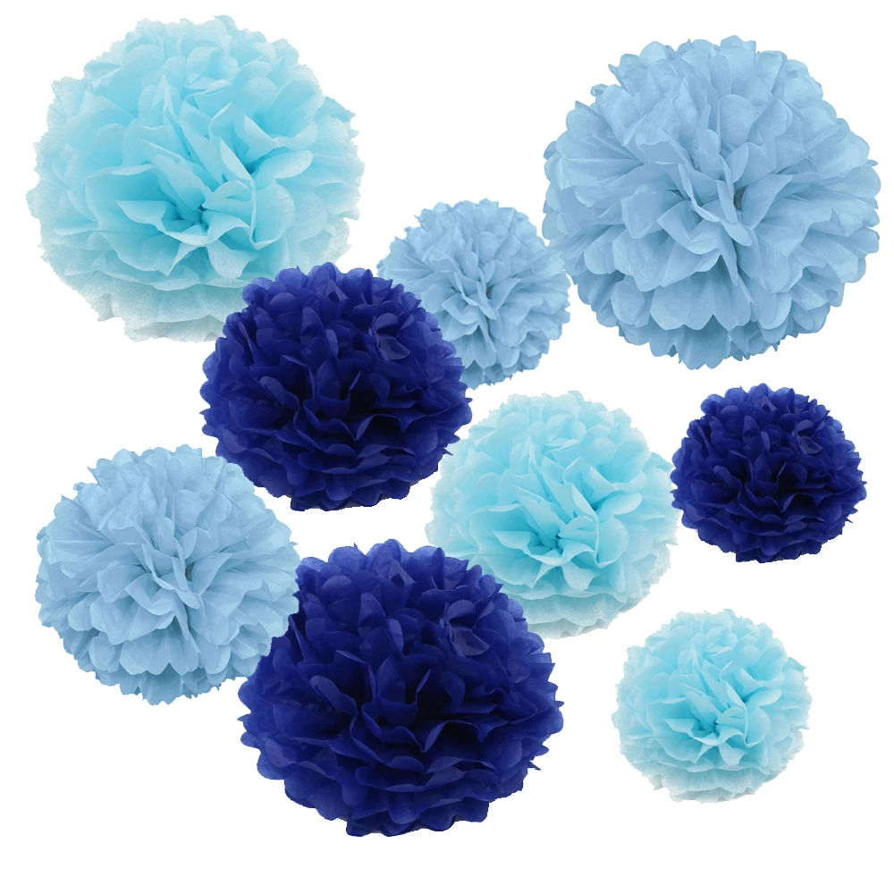 

One Pack (18PCS) Tissue Hanging Paper Pom Poms Flower Ball Wedding Party Outdoor Decoration Craft Kit PF-18MB