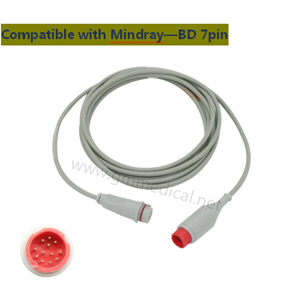 

Compatible Mindray BD Transducer Invasive Blood Pressure/IBP Adapter Cable,12pin -BD-7pin Jack.