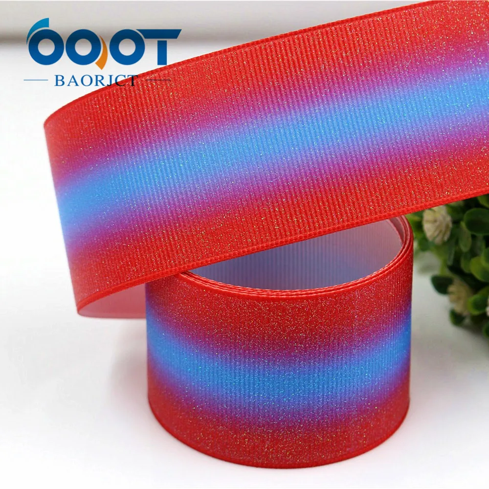 OOOT BAORJCT 181162 38 mm  10 yards flash Ribbons Thermal transfer Printed grosgrain Wedding Accessories DIY handmade material