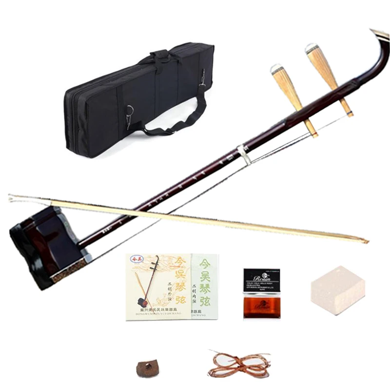 

Chinese Erhu 01AS Two strings violin fiddle Exclusive Engraved Code Musical Stringed Instruments with Rosin bow and book Case