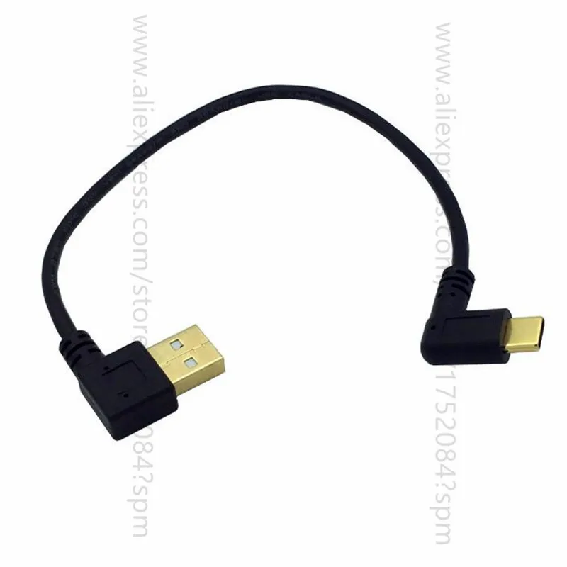 ゴールドメッキ直角usb2.0 (タイプa)男性にusb3.1 (タイプc)男性左&右アングルusbデータ同期&充電ケーブルコネクタ