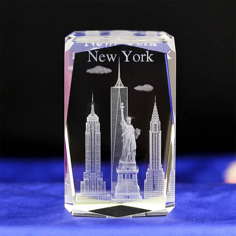 NewYork City K9 Crystal Laser 3D Internal Statue Sculpture Inter-engraving Figurines Miniatures Crystal Arts Crafts Home Decor