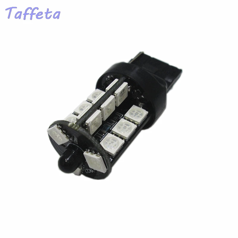 2PCS 12V T20 7440 27SMD 5050 Multi-Color RGB LED Replacement Turn Signal Light + Remote Control