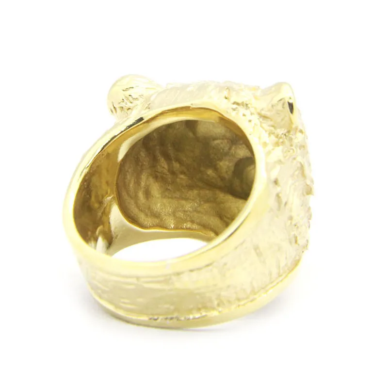 1pc New Design Golden Bear Head Ring 316L Stainless Steel Jewelry Band Party Animal Bear Ring