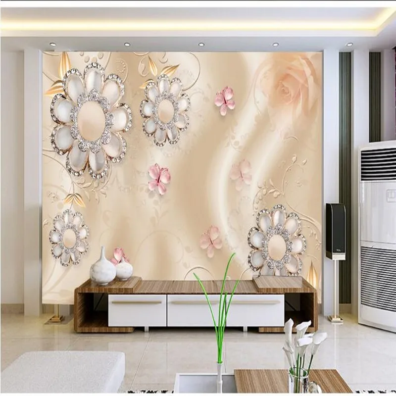 wellyu Custom large fresco gold gorgeous jewelry diamond diamonds 3d 3d TV background wall non-woven fabric wallpaper