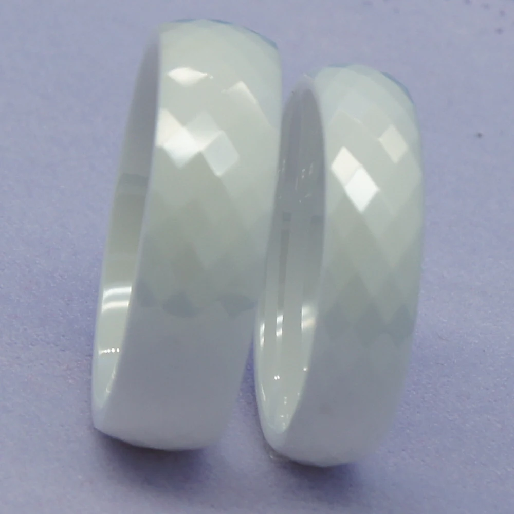 8mm classic facet white hi-tech scratch proof ceramic ring 1pc