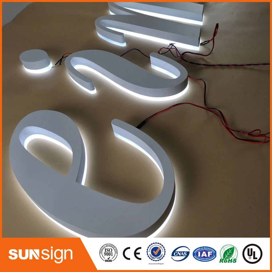 Wit Geschilderd Acryl Snijden Letters Met Led Verlichting