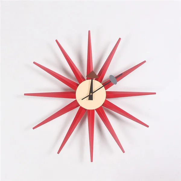 Mid Century Wandklok Walnoot Houten Starburst Klok Replica George Nelson Sunburst Klok voor Decoratieve Kantoor Muur Woonkamer