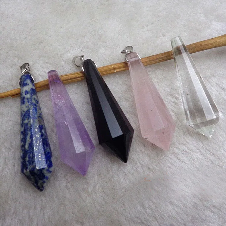 Natural quartz crystal stones wand point Spirit pendulum for healing stones